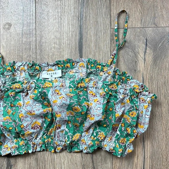 Rhode Skin Tops Rhode X Target Floral Crop Top Women’s XL Green Yellow Elastic - Picture 6 of 11
